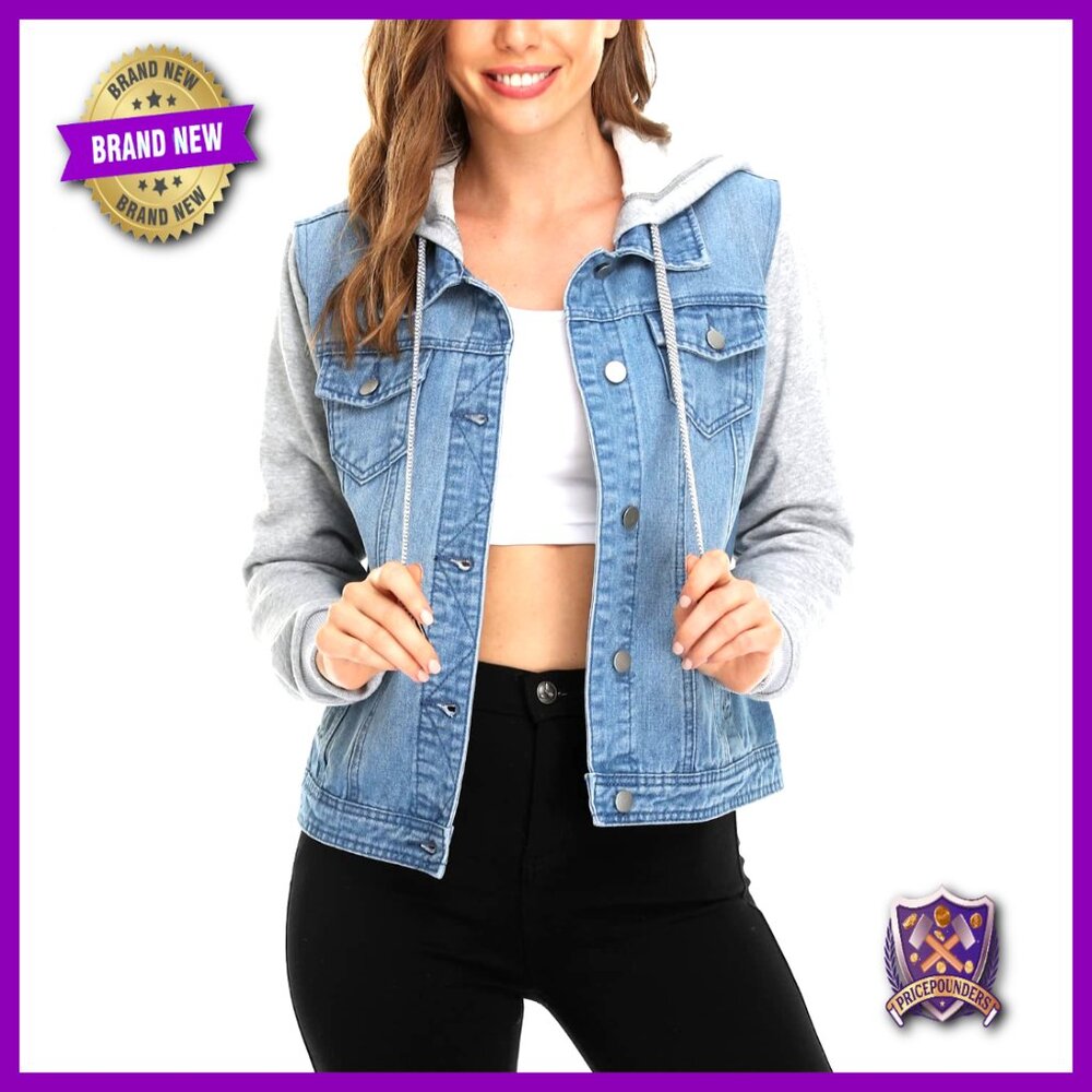 Layered Drawstring Hood Denim Jacket Retro Casual Oversized Y2k Chic